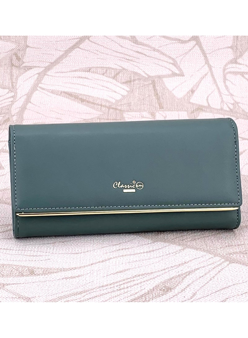 Classic Milano Premium Faux Leather Long Wallet for Women with Snap Closure | Ladies Wallet Card Holder Purse | Slim Women's Wallet for Daily Use, Travel, and Gifting - Image 1